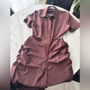 Elegant Brown Button-Down Dress